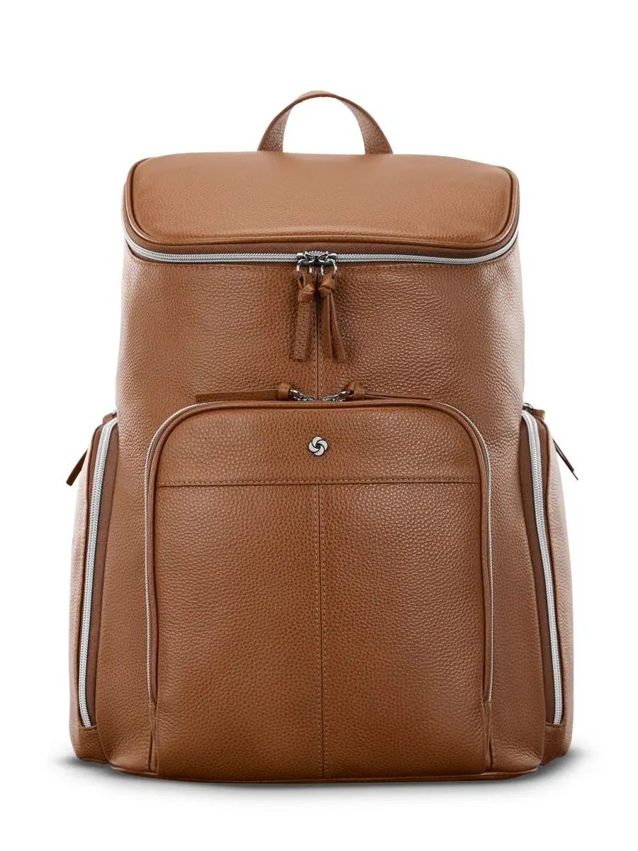 Рюкзак из кожи с отделением для ноутбука, модель Mobile Solution 2 Leather Deluxe Samsonite — изображение 2 из 9, коричневый