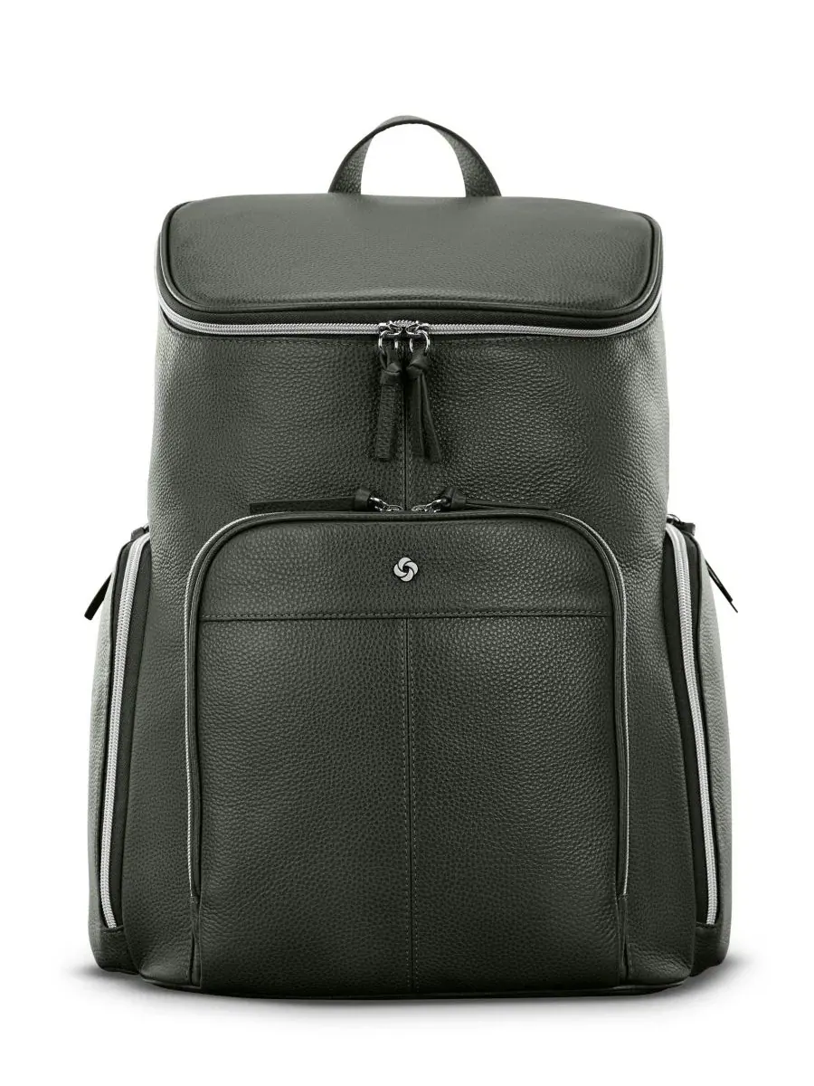 Рюкзак из кожи с отделением для ноутбука, модель Mobile Solution 2 Leather Deluxe Samsonite — изображение 2 из 9, оливковый