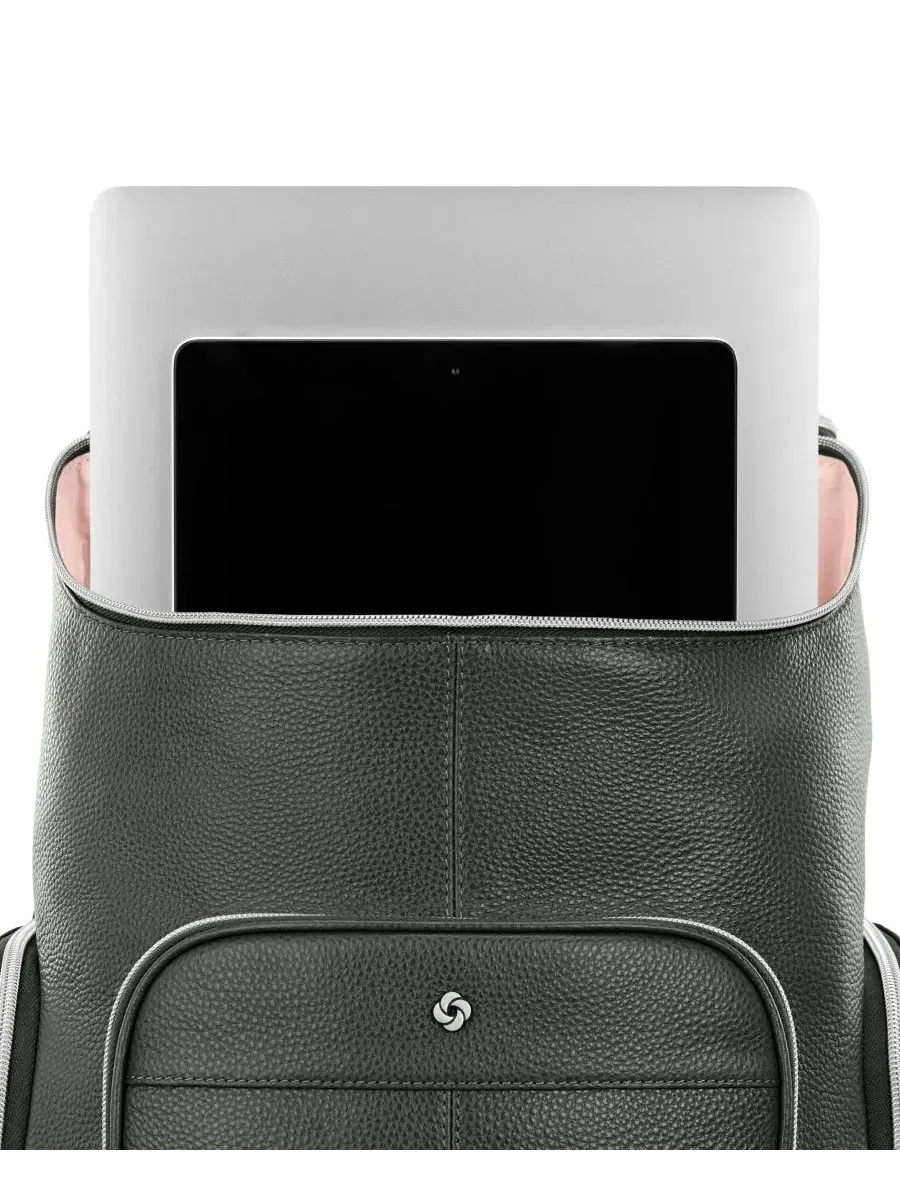 Рюкзак из кожи с отделением для ноутбука, модель Mobile Solution 2 Leather Deluxe Samsonite — изображение 5 из 9, оливковый