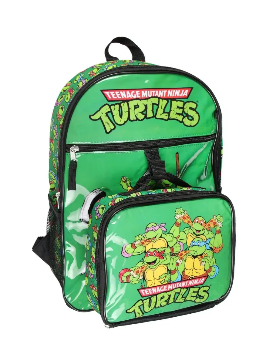 Рюкзак с ланч-боксом и бутылкой, 5 предметов Teenage Mutant Ninja Turtles — изображение 2 из 3, зеленый