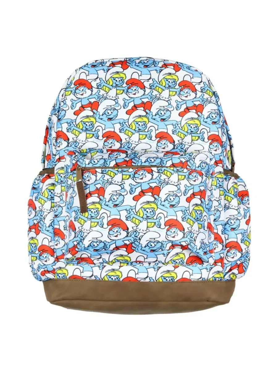 Рюкзак с принтом Smurfs, модель Papa Smurfette Brainy Smurf All Over Print The Smurfs — синий