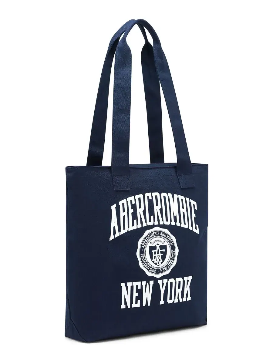 Сумка-шопер из хлопкового канваса с принтом abercrombie kids — изображение 3 из 5, синий