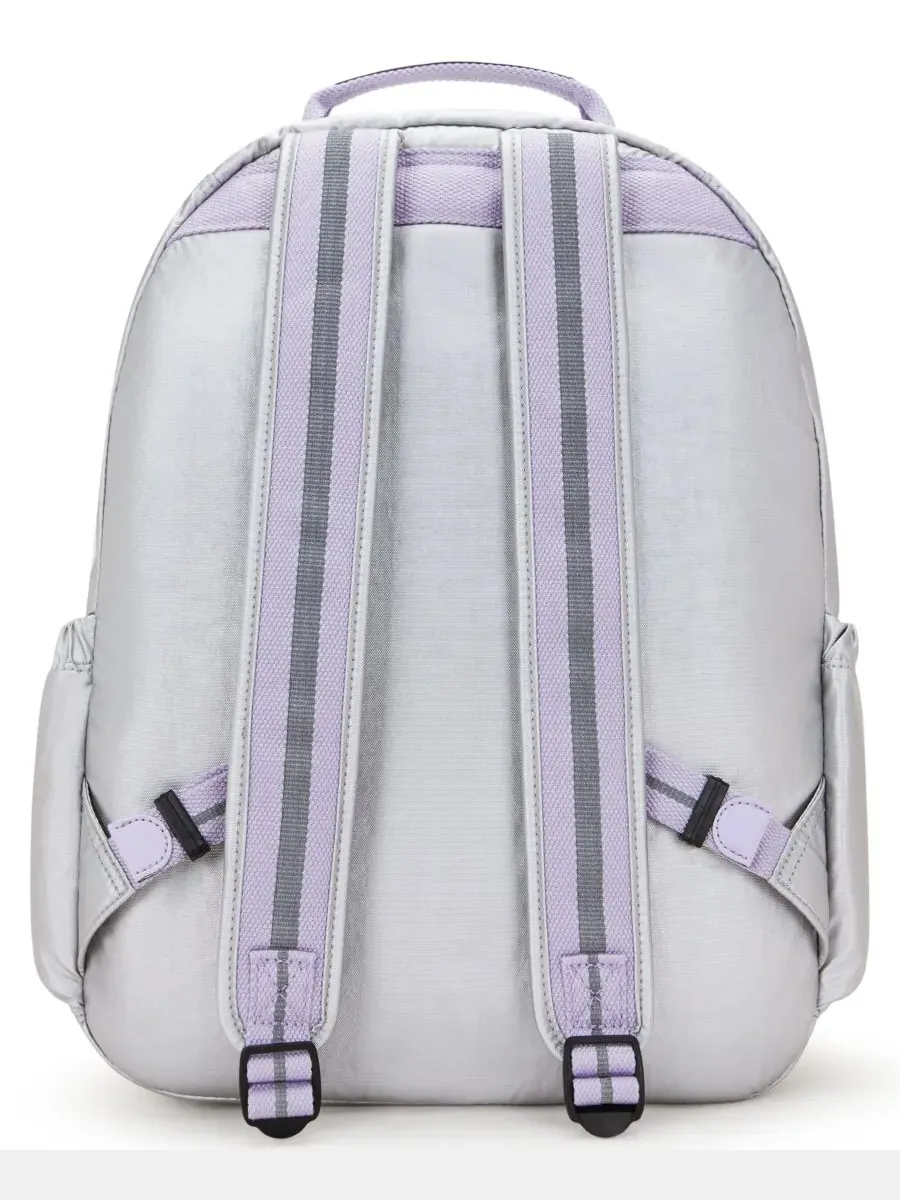 Рюкзак женский Kipling Seoul 15 нейлон — изображение 2 из 9, серебристый