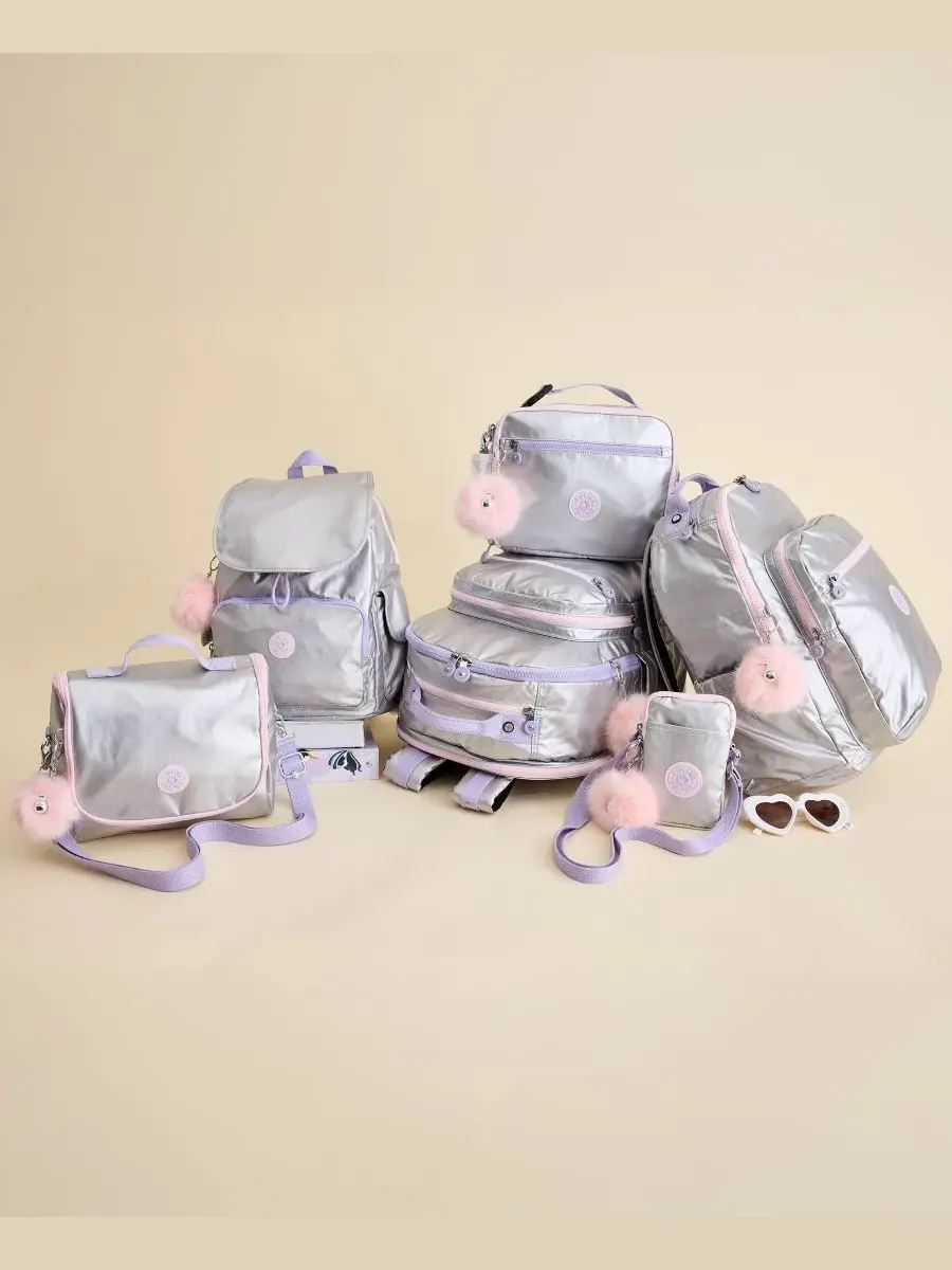 Рюкзак женский Kipling Seoul 15 нейлон — изображение 4 из 9, серебристый