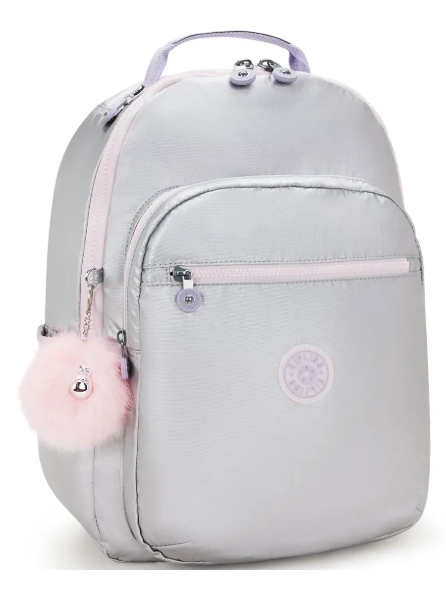 Рюкзак женский Kipling Seoul 15 нейлон — изображение 5 из 9, серебристый