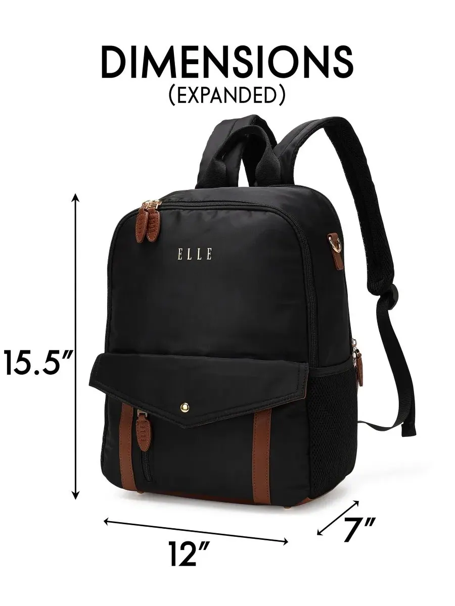 Рюкзак Luxe Journey 39 см из саржи и искусственной кожи Elle — изображение 5 из 8, черный