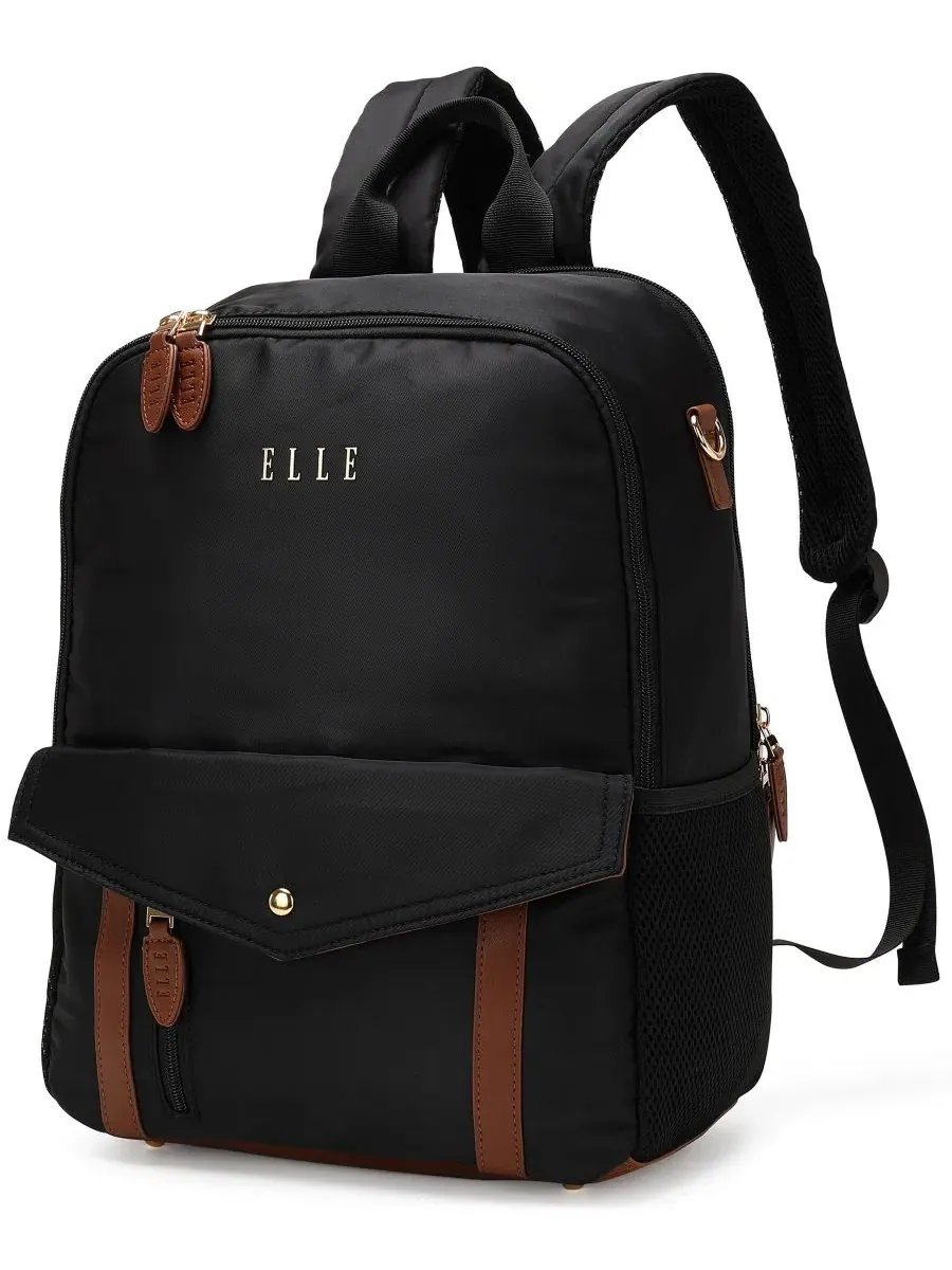 Рюкзак Luxe Journey 39 см из саржи и искусственной кожи Elle — изображение 6 из 8, черный