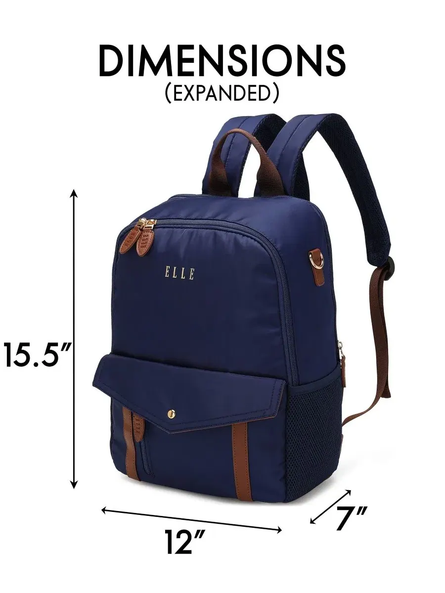 Рюкзак Luxe Journey 39 см из саржи и искусственной кожи Elle — изображение 5 из 8, темно-синий