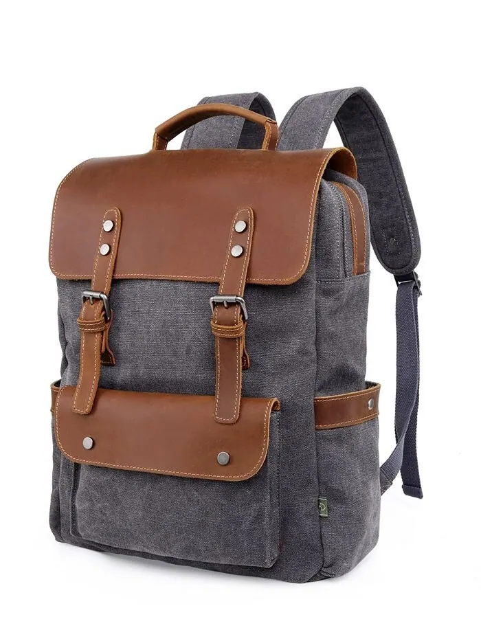 Холщовый рюкзак Valley Hill TSD BRAND — изображение 2 из 10, серый