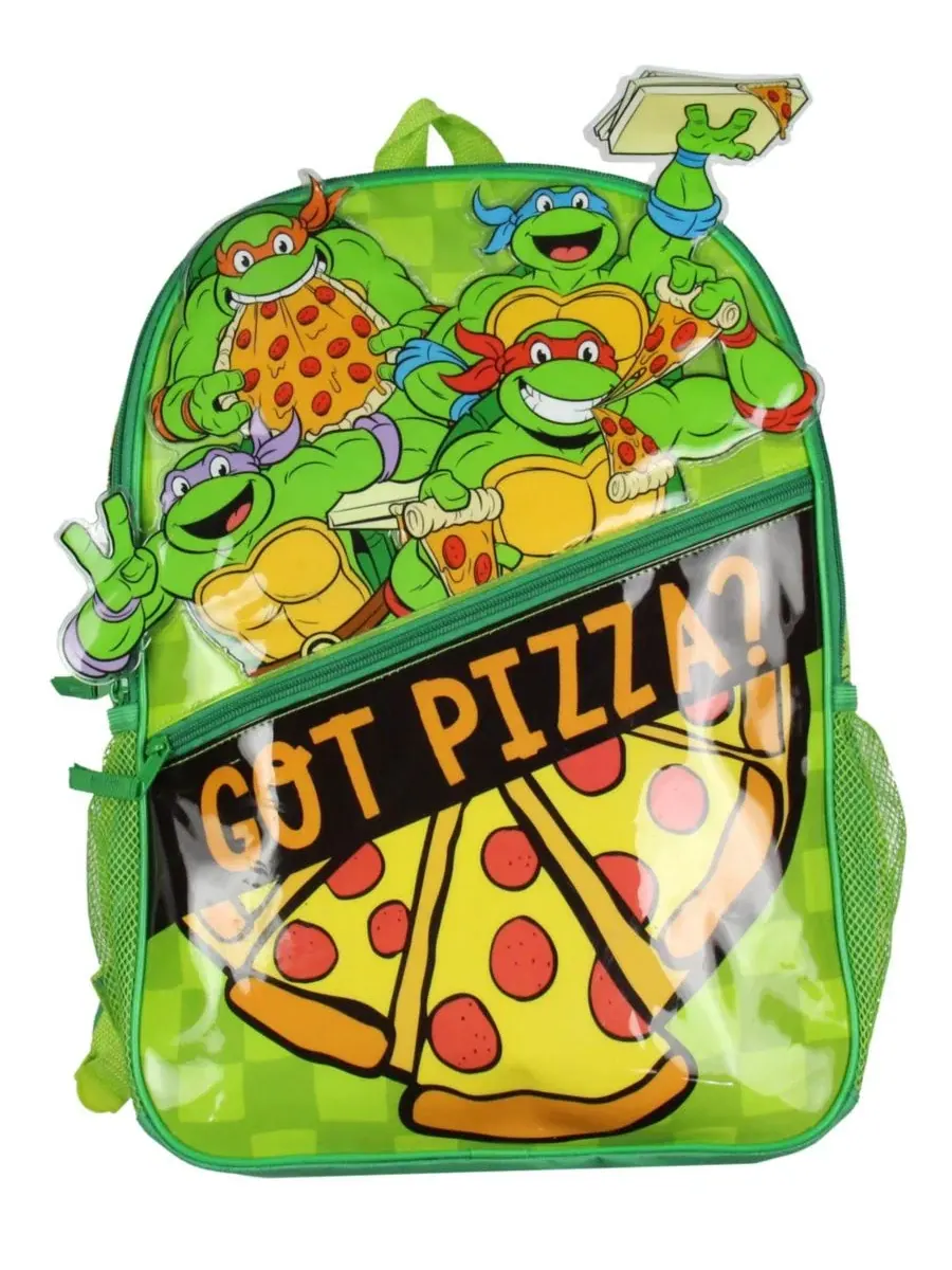 Рюкзак с принтом TMNT Got Pizza Travel School Dual Compartment Teenage Mutant Ninja Turtles — изображение 2 из 3, зеленый