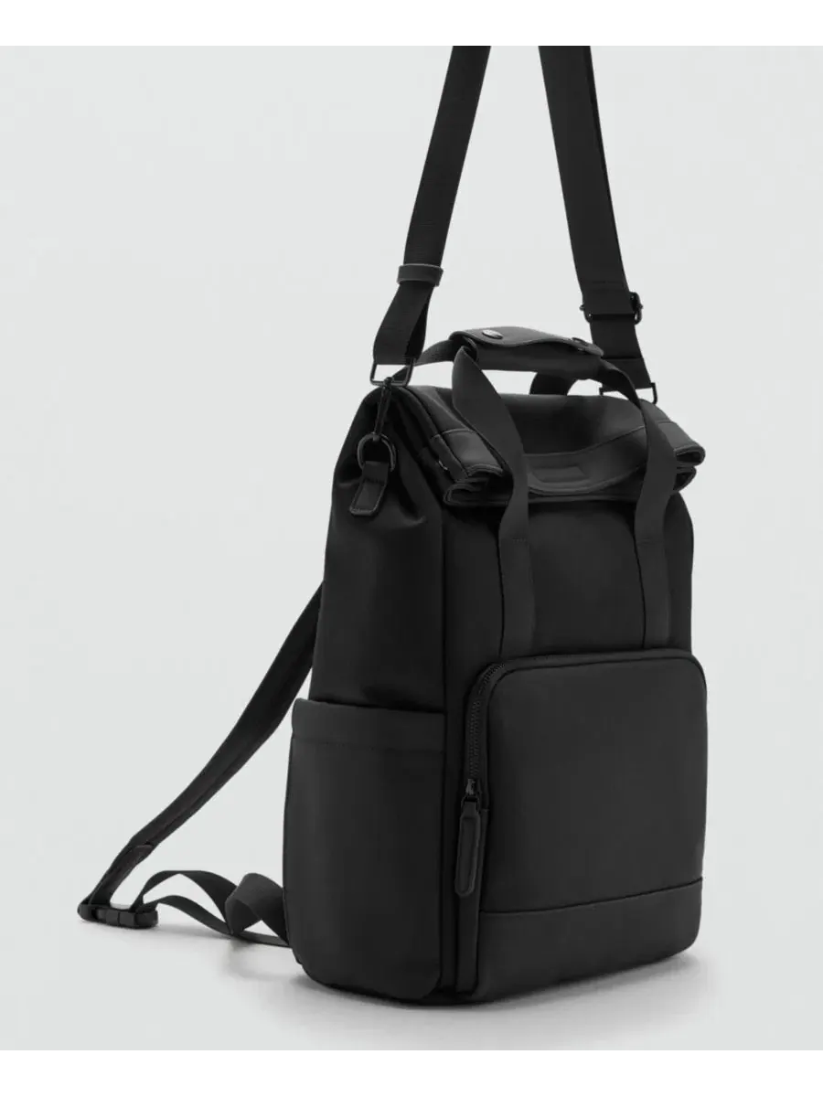 Рюкзак мужской с основным отделением, Mango — изображение 2 из 6, черный