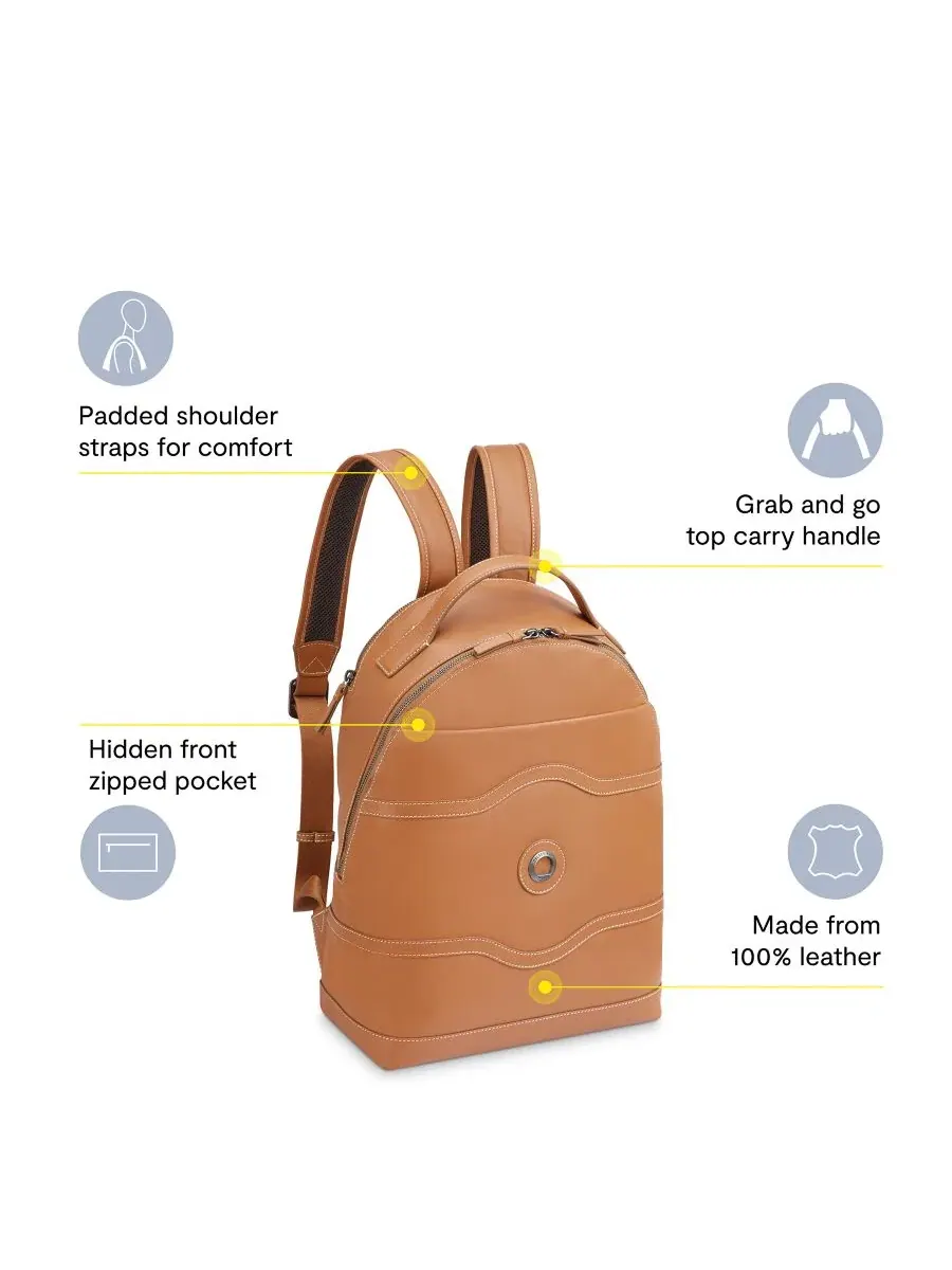 Рюкзак унисекс Delsey Paris Chatelet 31 натуральная кожа — изображение 2 из 7, коричневый