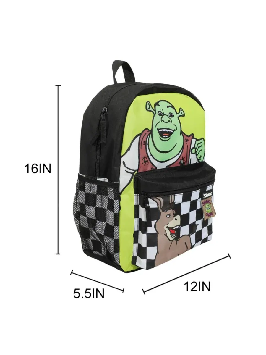 Рюкзак с принтом Shrek and Donkey Shrek — изображение 4 из 11, зеленый черный белый