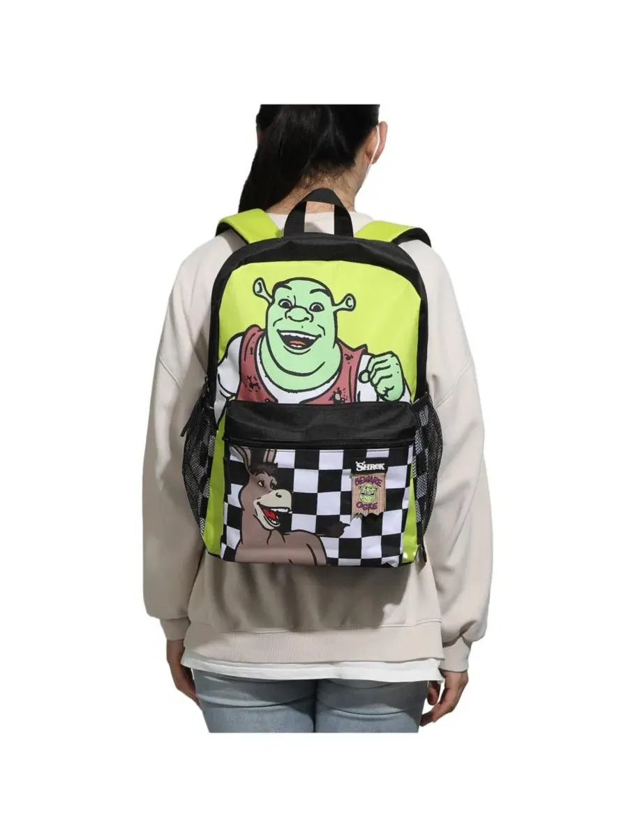 Рюкзак с принтом Shrek and Donkey Shrek — изображение 6 из 11, зеленый черный белый
