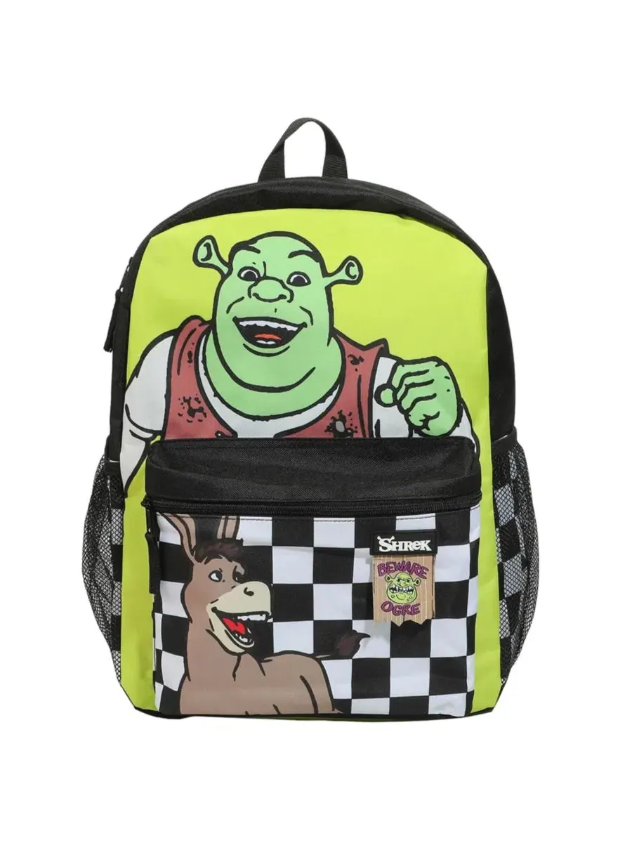 Рюкзак с принтом Shrek and Donkey Shrek — изображение 10 из 11, зеленый черный белый