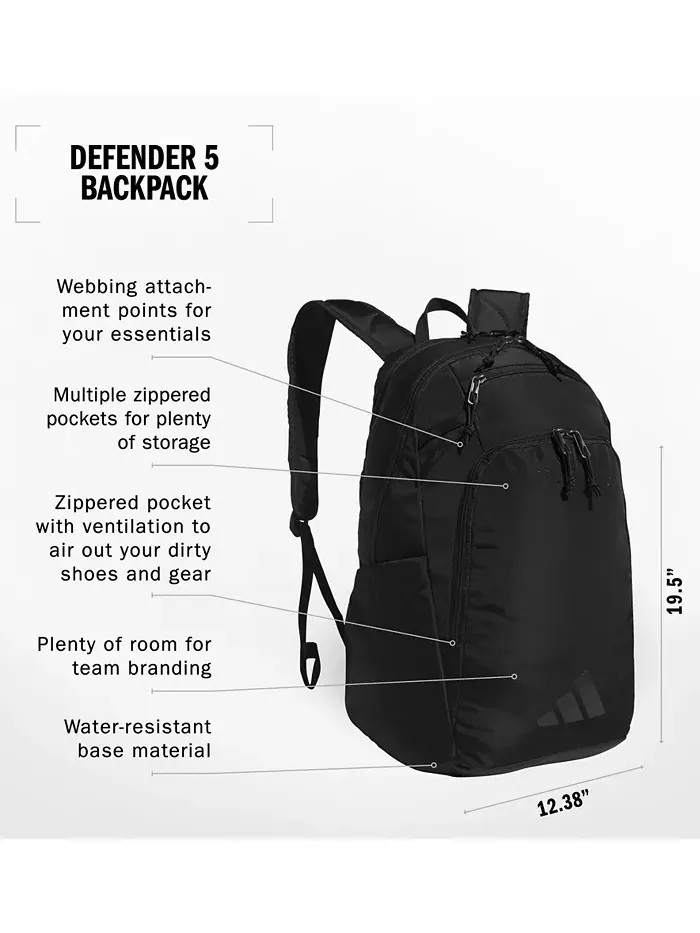 Рюкзак мужской Adidas Defender полиэстер — изображение 5 из 5, черный