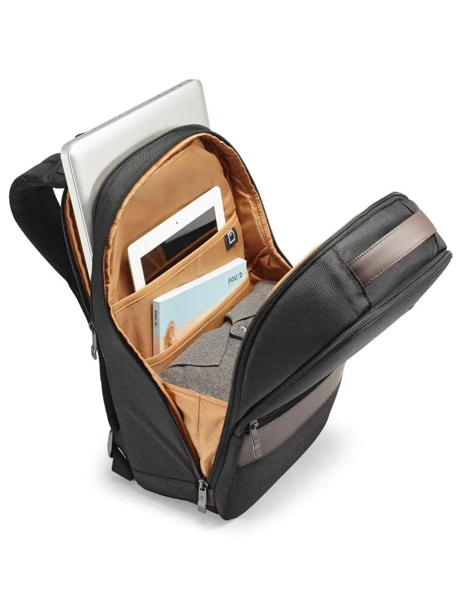 Рюкзак мужской Samsonite Kombi натуральная кожа — изображение 8 из 10, черный/коричневый