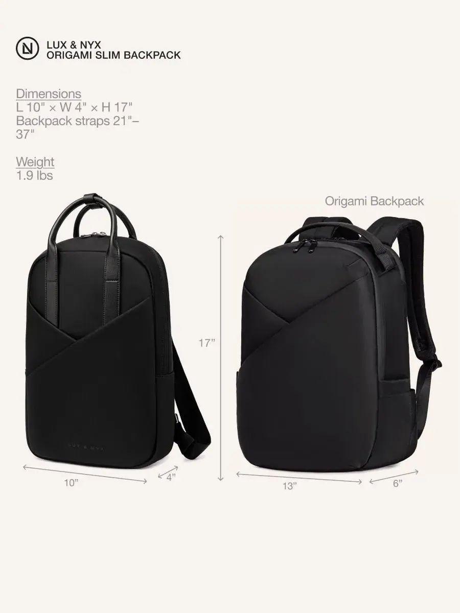 Рюкзак-трансформер Origami Slim Convertible 15" Laptop Backpack Lux & Nyx — изображение 9 из 10, черный