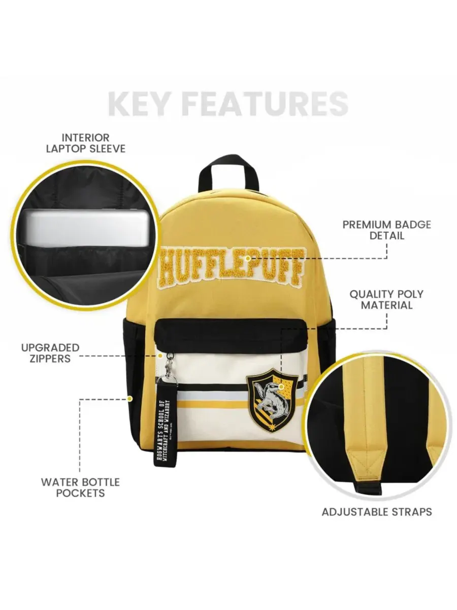 Рюкзак с принтом Hufflepuff Crest 16.5 дюймов Harry Potter — изображение 2 из 8, желтый черный