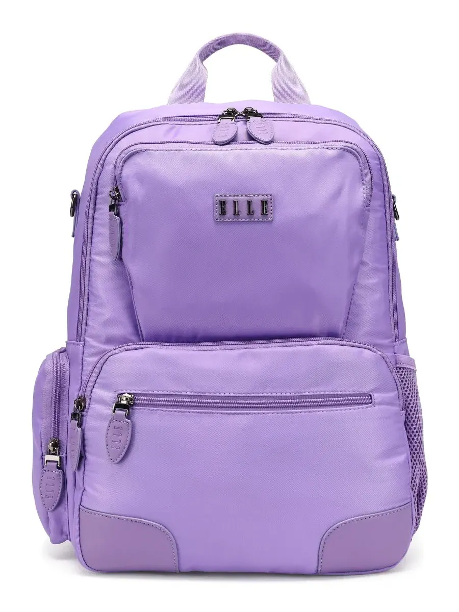 Рюкзак дорожный с принтом, 20 л, Voyage 17.5" Twill and Faux Leather Backpack ELLE — фиолетовый