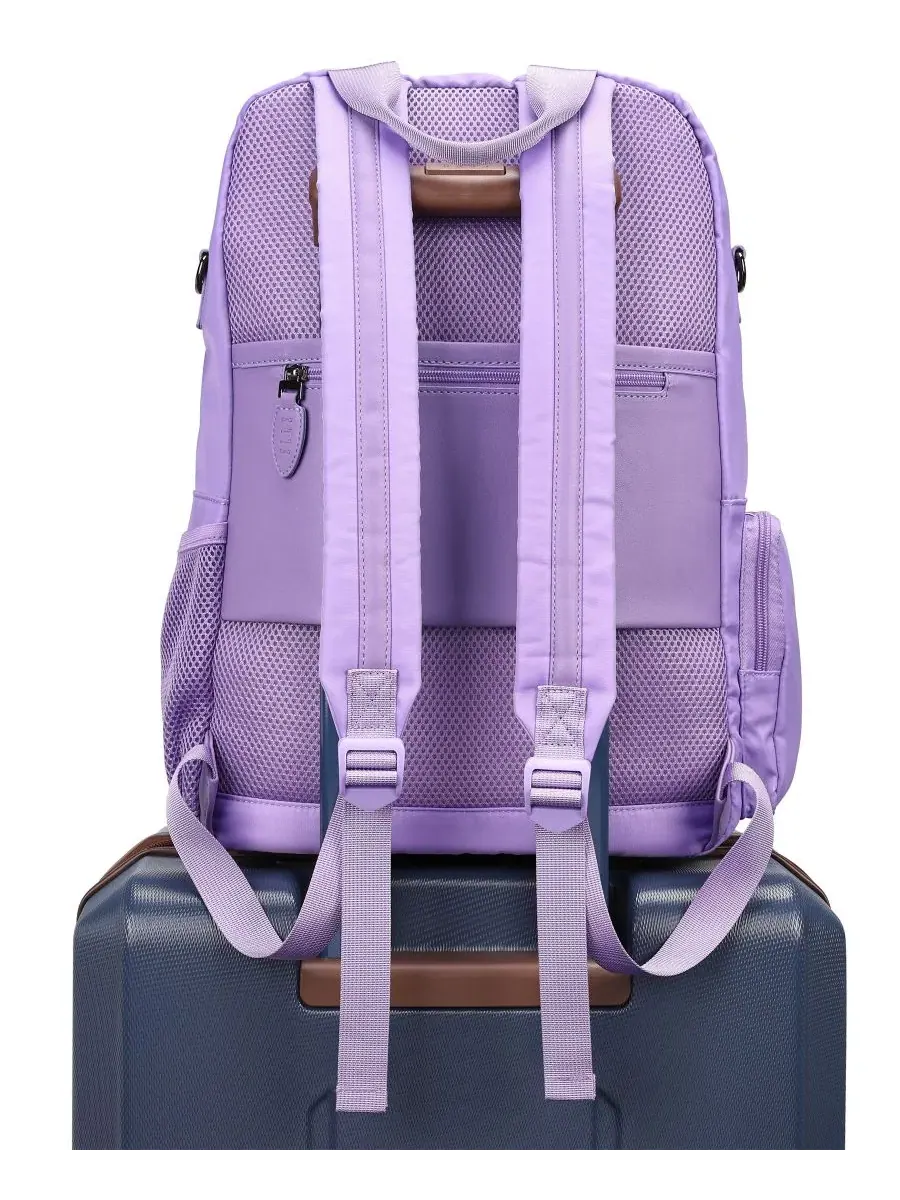 Рюкзак дорожный с принтом, 20 л, Voyage 17.5" Twill and Faux Leather Backpack ELLE — изображение 3 из 9, фиолетовый