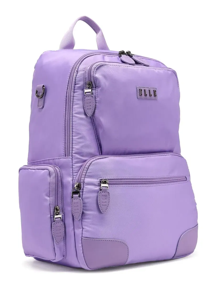Рюкзак дорожный с принтом, 20 л, Voyage 17.5" Twill and Faux Leather Backpack ELLE — изображение 8 из 9, фиолетовый