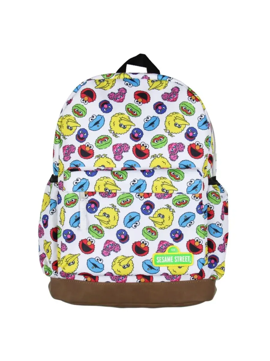 Рюкзак детский с принтом Elmo Big Bird Cookie Monster Scattered Print Faces Sesame Street — изображение 3 из 3, коричневый