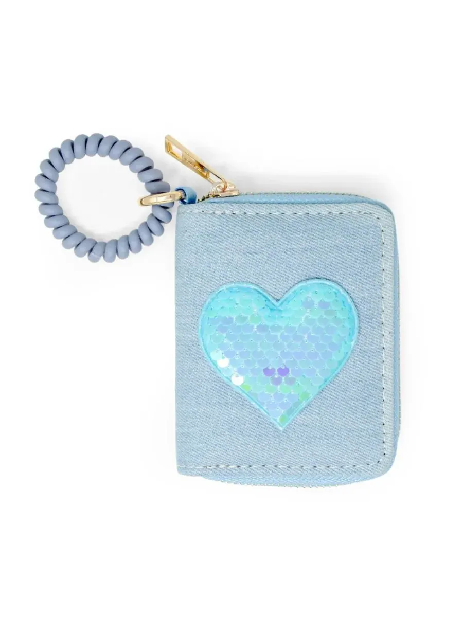 Tiny Treats + Zomi Gems Детский кошелек с блестками в форме сердца и спиральным ремешком — синий