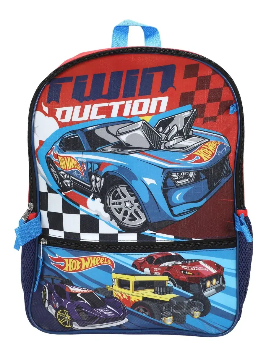 Рюкзак Hot Wheels с ланч-боксом, пеналом, брелоком и карабином Bioworld — изображение 4 из 6, синий