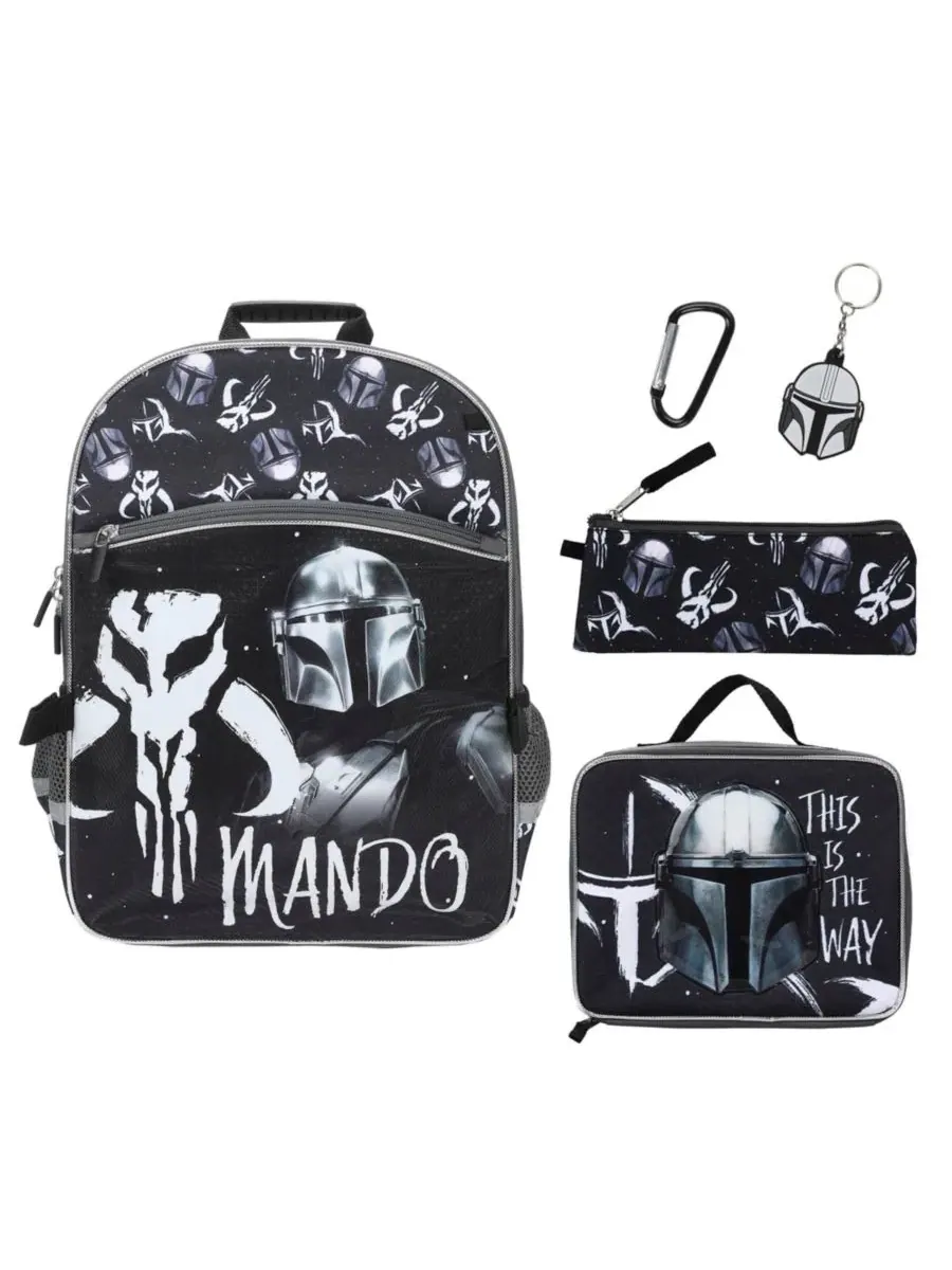 Рюкзак с ланч-боксом и аксессуарами The Mandalorian 5-Piece 16" — серый