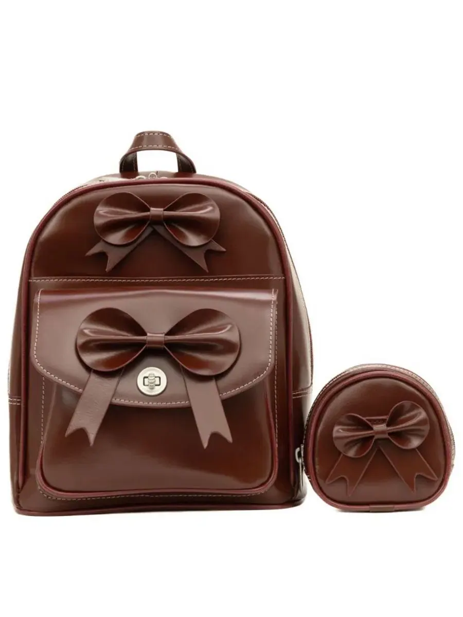 Рюкзак мини с бантом Acadia Leather Mini Bow Backpack McKlein — изображение 2 из 6, бордовый
