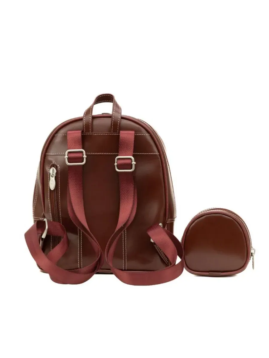 Рюкзак мини с бантом Acadia Leather Mini Bow Backpack McKlein — изображение 4 из 6, бордовый