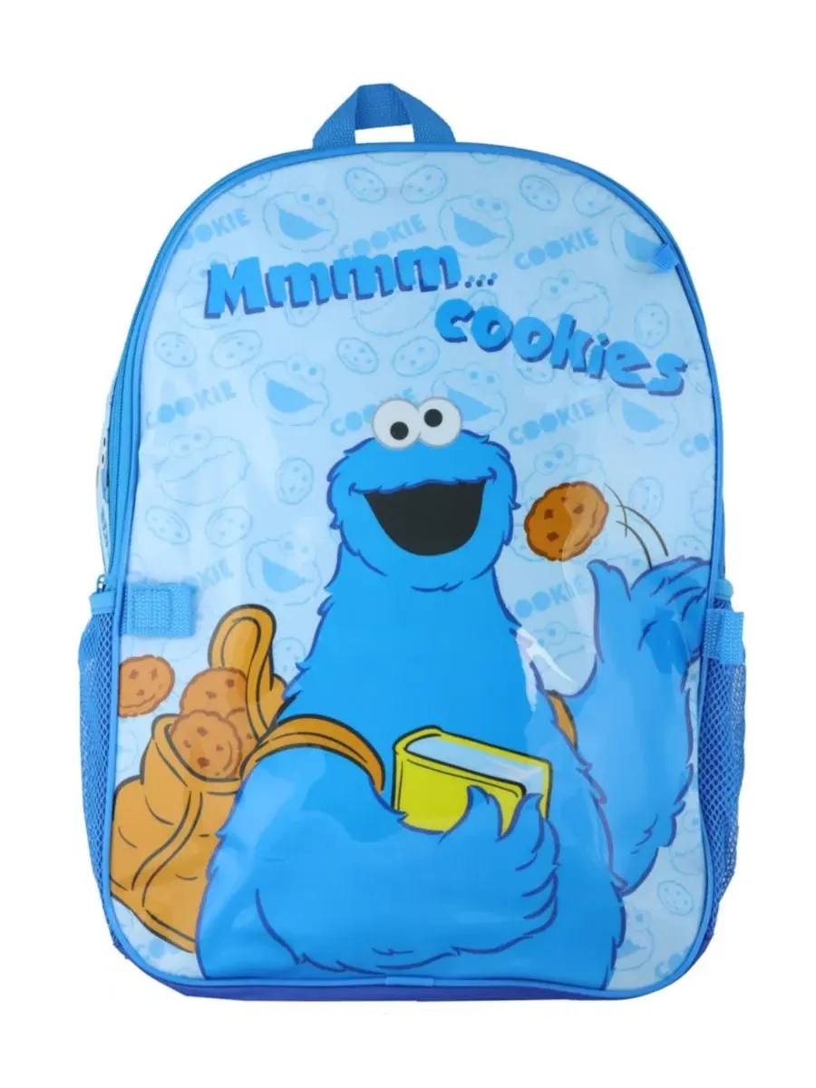 Рюкзак Cookie Monster 5-в-1 с ланч-боксом, бутылкой для воды, пеналом и наклейками Sesame Street — изображение 2 из 3