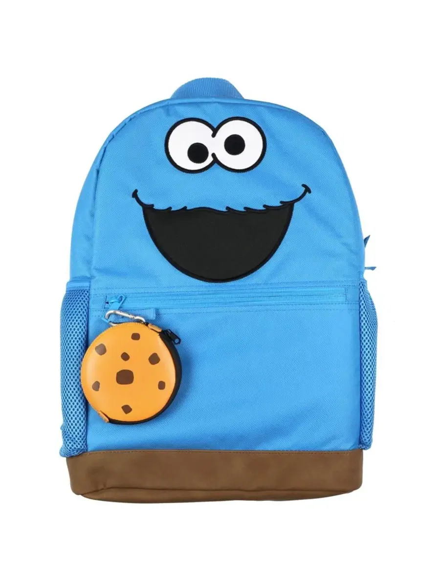 Рюкзак с принтом Cookie Monster 16 дюймов Sesame Street — изображение 3 из 3, синий