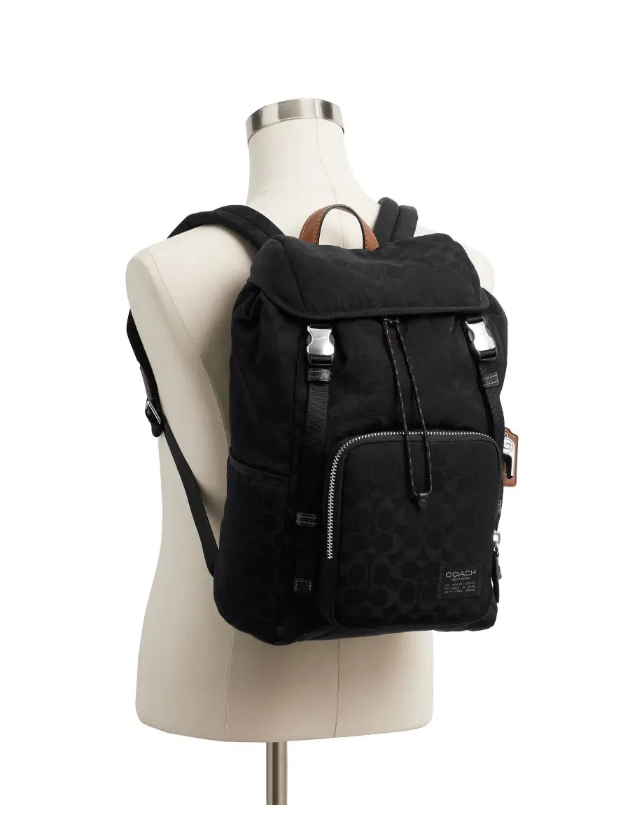 Рюкзак мужской Coach Logan Signature натуральная кожа — изображение 5 из 6, черный