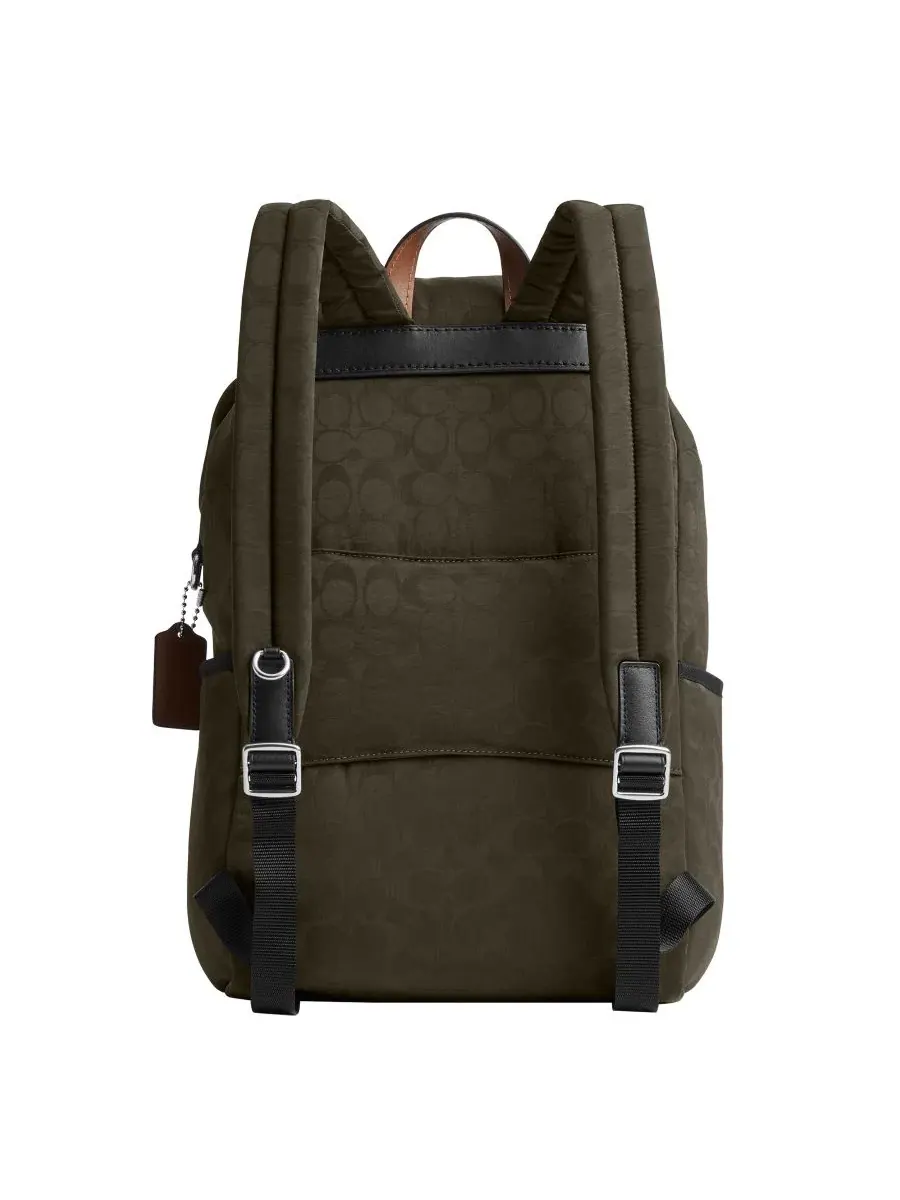 Рюкзак мужской Coach Logan Signature натуральная кожа — изображение 2 из 6, зеленый