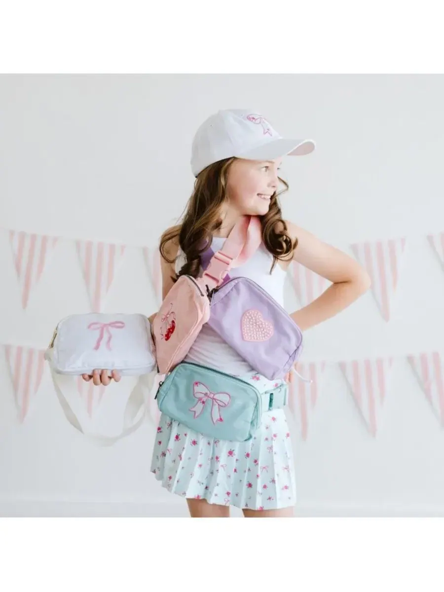 Поясная сумка с цветочным бантом Sky Floral Bow Patch Belt Bag Sweet Wink — изображение 6 из 7, синий