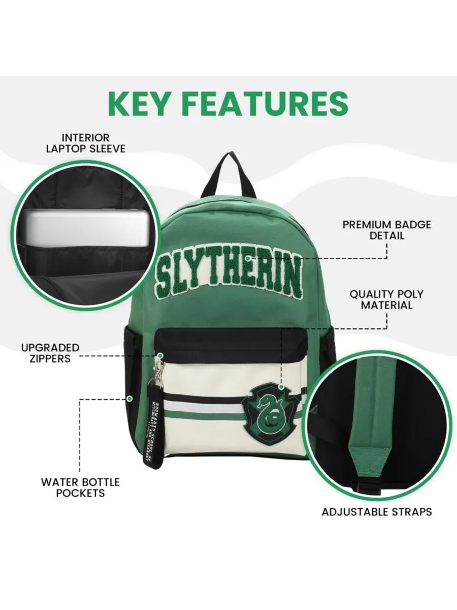 Рюкзак с принтом Slytherin Crest Harry Potter — изображение 2 из 11, зеленый черный