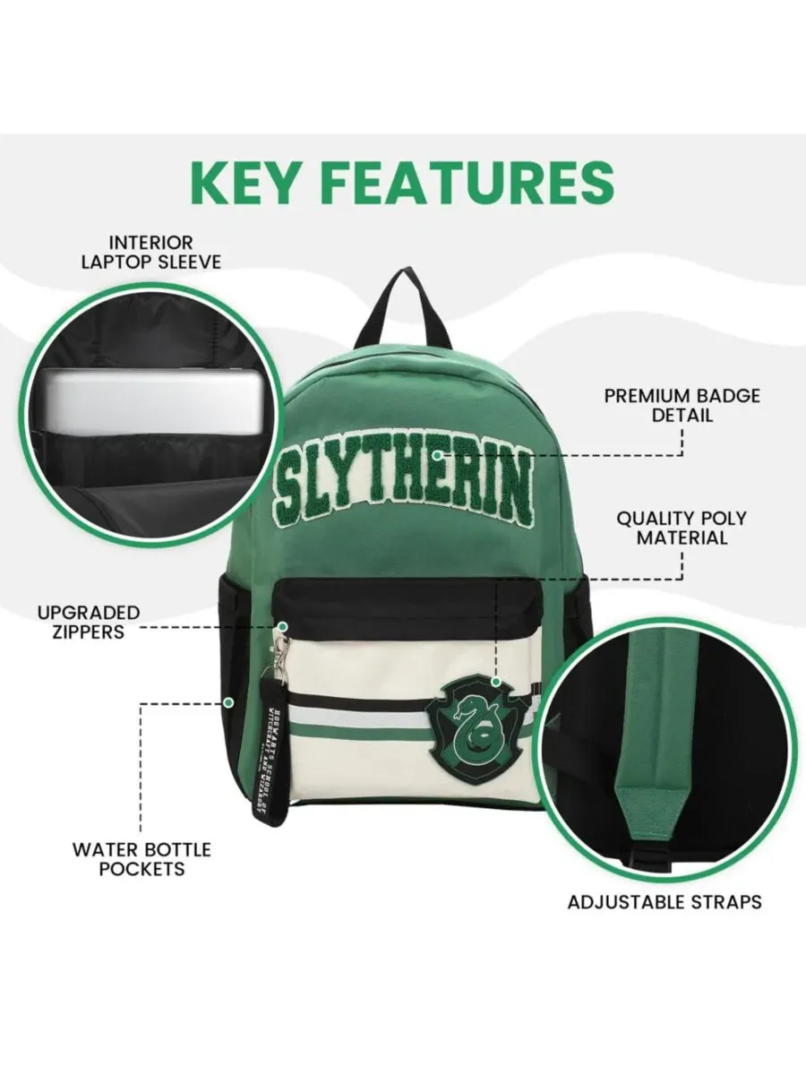 Рюкзак с принтом Slytherin Crest Harry Potter — изображение 10 из 11, зеленый черный