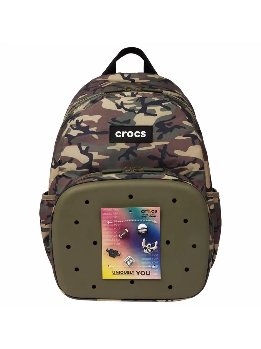 Рюкзак с камуфляжным принтом и EVA-карманом, с набором спортивных нашивок Crocs
