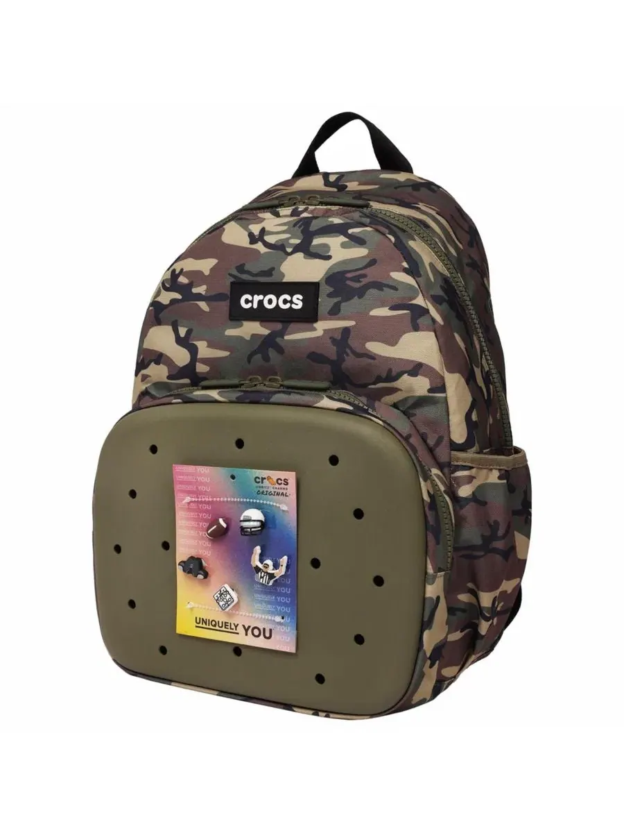 Рюкзак с камуфляжным принтом и EVA-карманом, с набором спортивных нашивок Crocs — изображение 3 из 10
