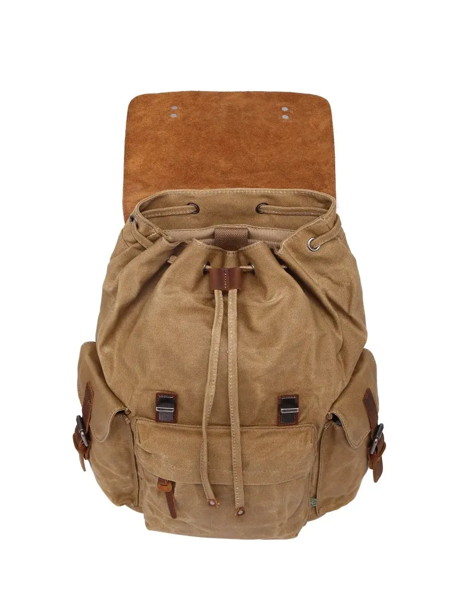 Рюкзак-сумка из вощеного холста Stone Creek TSD BRAND — изображение 6 из 10, верблюжий