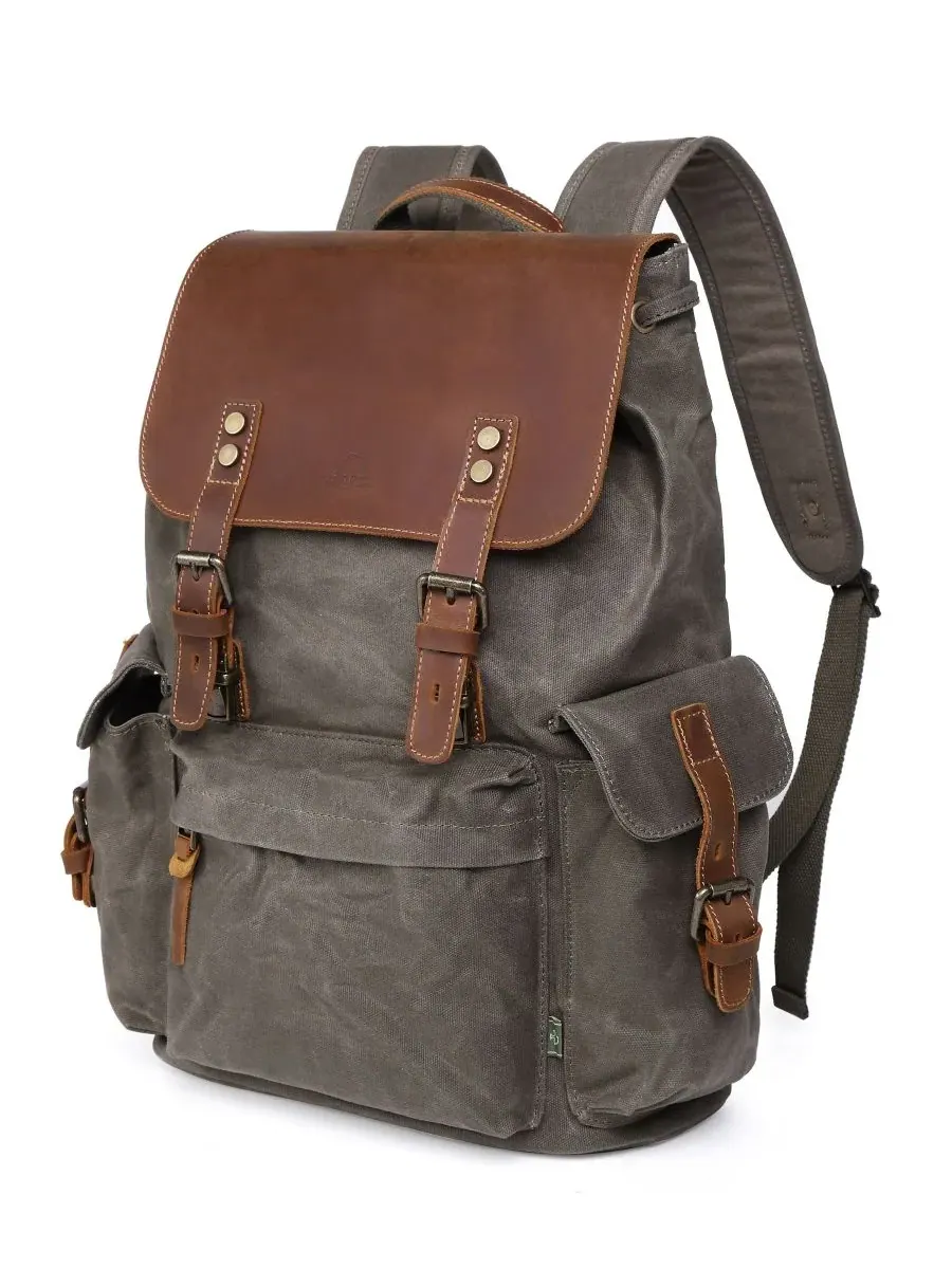 Рюкзак-сумка из вощеного холста Stone Creek TSD BRAND — изображение 2 из 10, оливковый