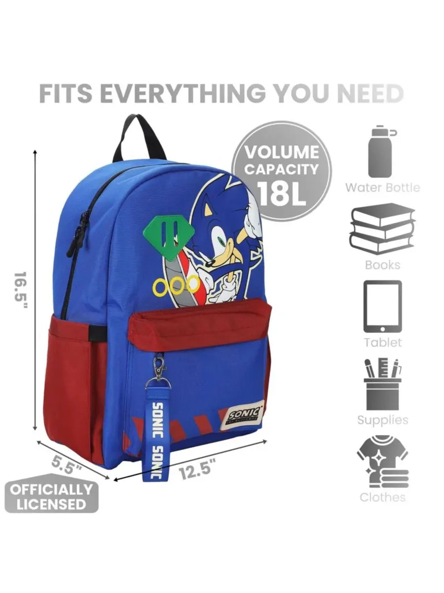 Рюкзак с принтом Sonic the Hedgehog, 42 см, Sonic Character Art Sonic The Hedgehog — изображение 3 из 7, синий темный красный