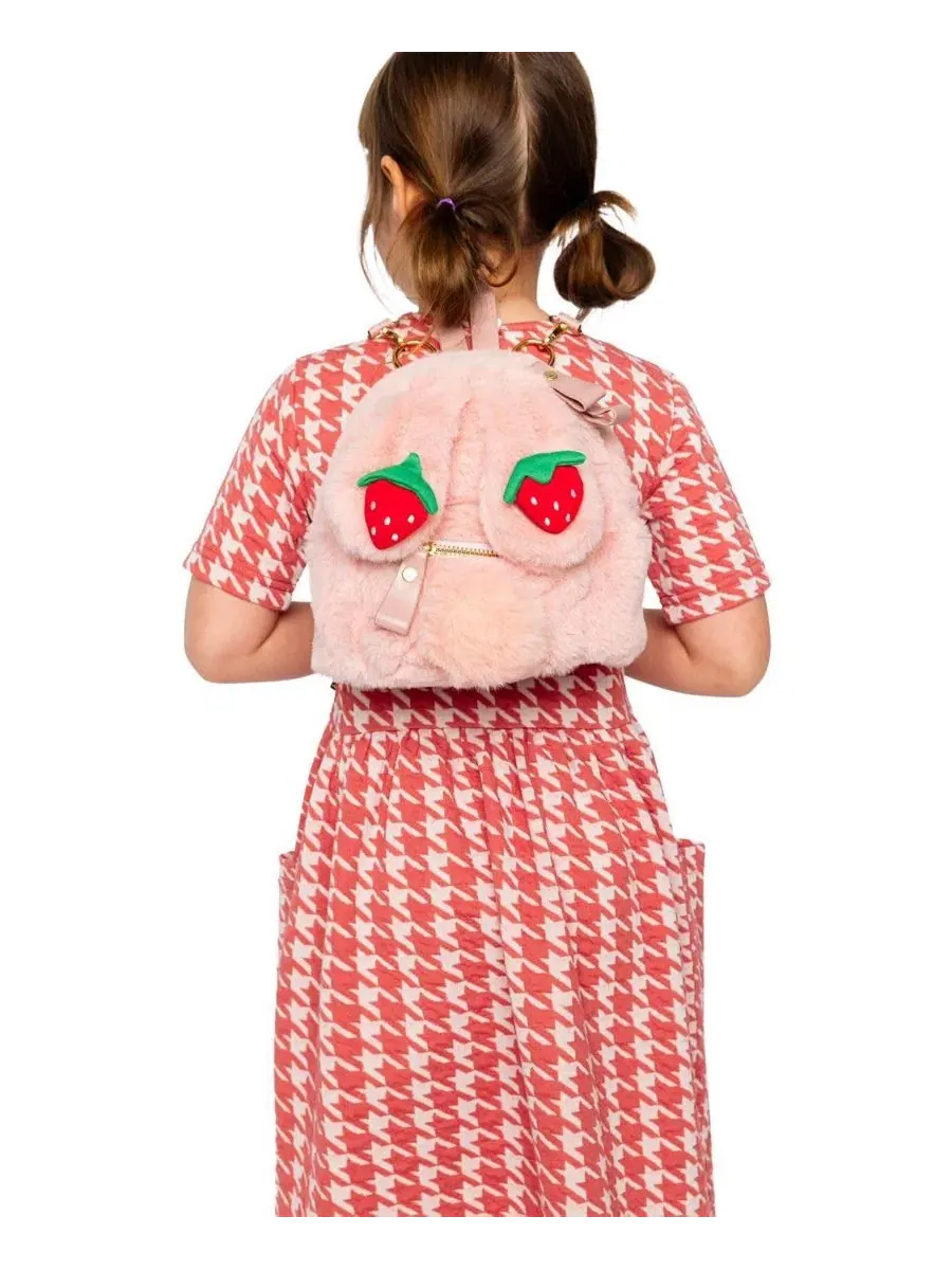 Детская сумка-рюкзак в виде кролика с клубничными деталями, Frosted Strawberry Deux par Deux — изображение 2 из 4