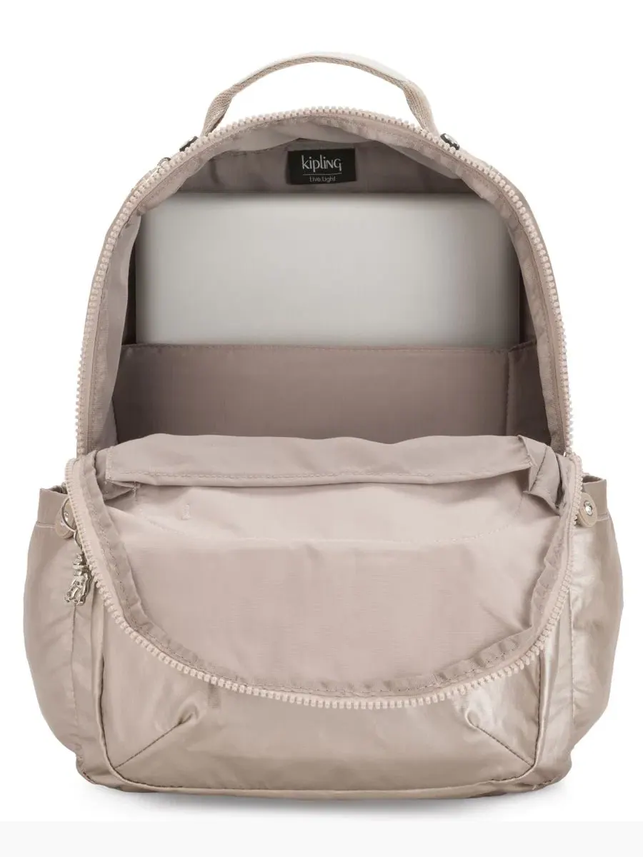 Рюкзак нейлоновый с отделением для ноутбука Seoul XL Kipling — изображение 2 из 5, металлик