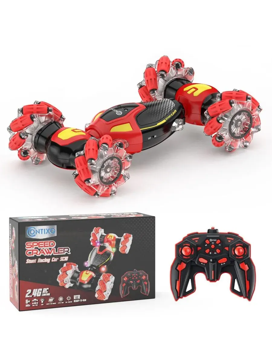 Радиоуправляемая трюковая машинка Cobra Speed Crawler, полный привод, светодиодная подсветка — красный