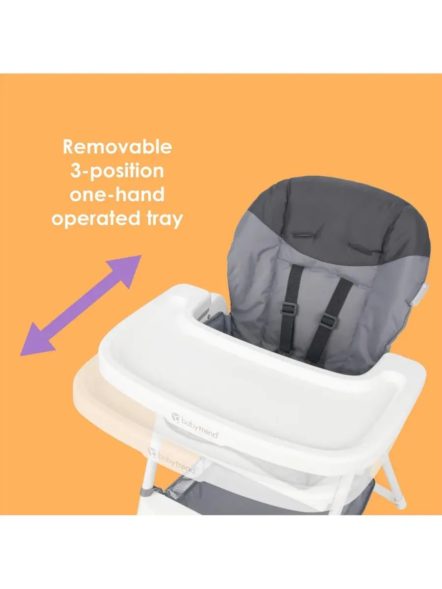 Складной детский стульчик для кормления Baby Trend — изображение 7 из 8, серый