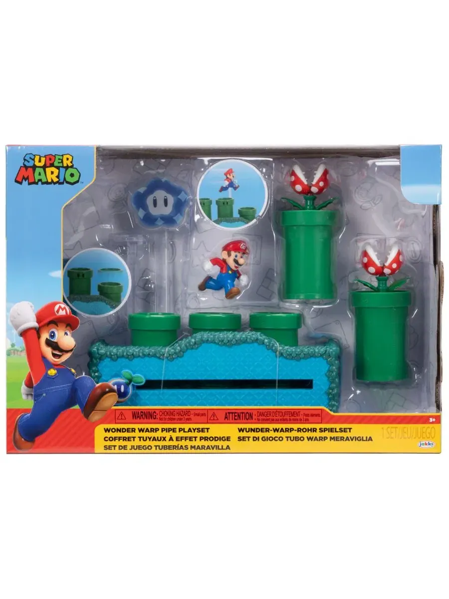 Игровой набор Wonder Warp Pipe 3-Piece с фигуркой Марио SUPER MARIO — изображение 3 из 3, нет цвета