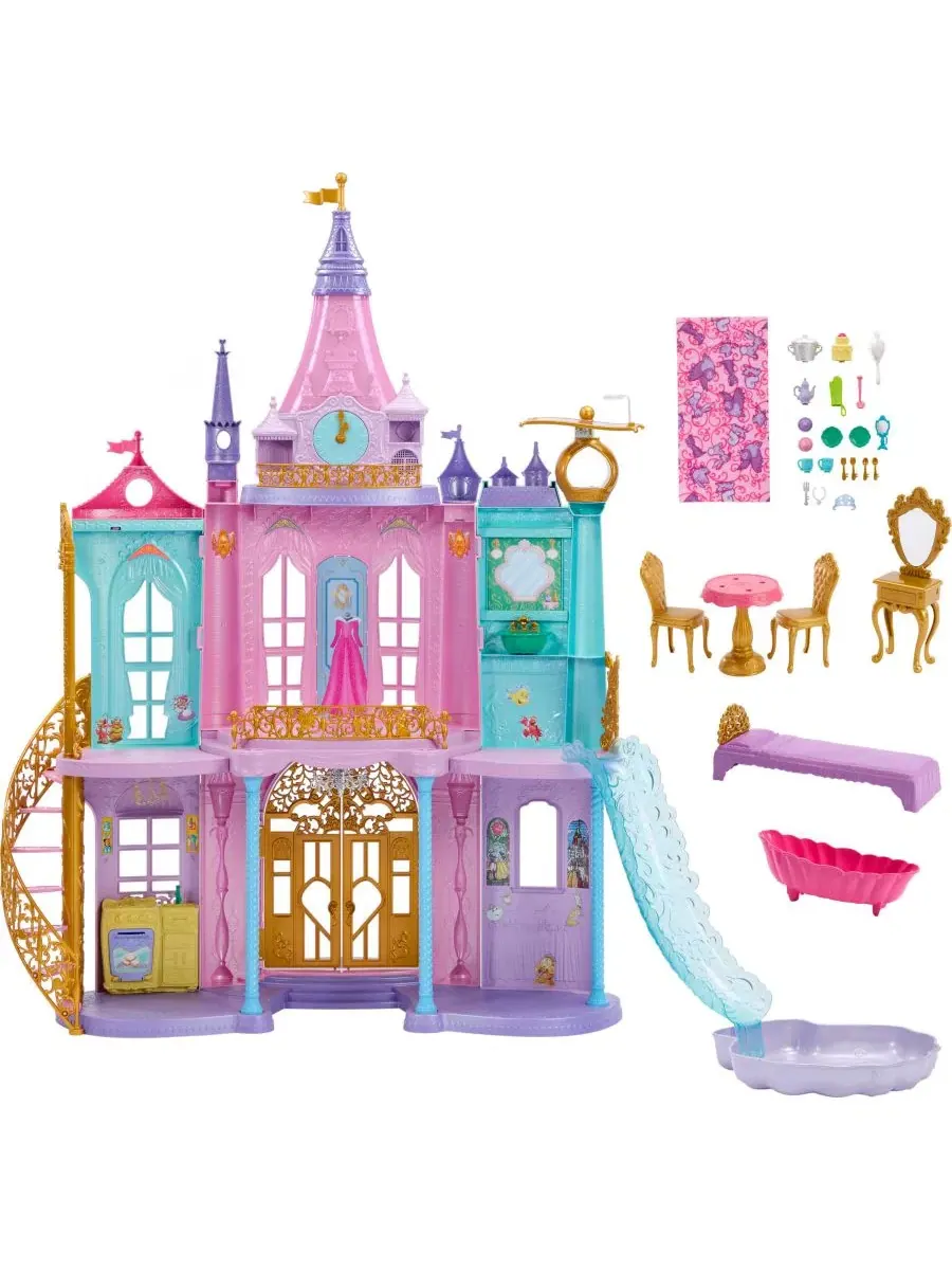 Игровой набор Disney Princess Волшебный замок с бассейном и горкой, 28 аксессуаров Disney Princess — мульти